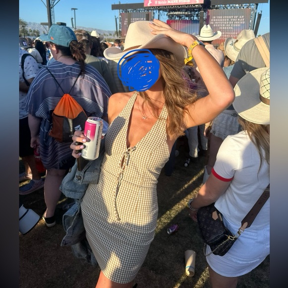 Zara Brown and White Checkered Halter Dress - Picture 2 of 5